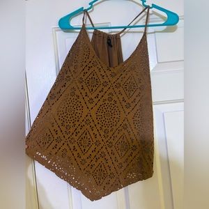 Faux suede laser cut tank top